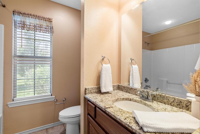 7710 Valley Ridge Dr, Northlake, TX 76247 - bathroom with vanity, toilet, and tile patterned flooring