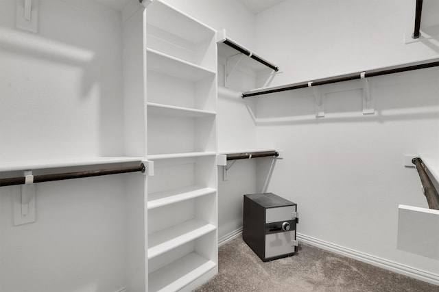 spacious closet featuring light carpet