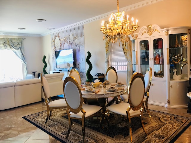 dining room featuring ornamental molding