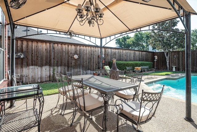 view of patio / terrace with a fenced in pool