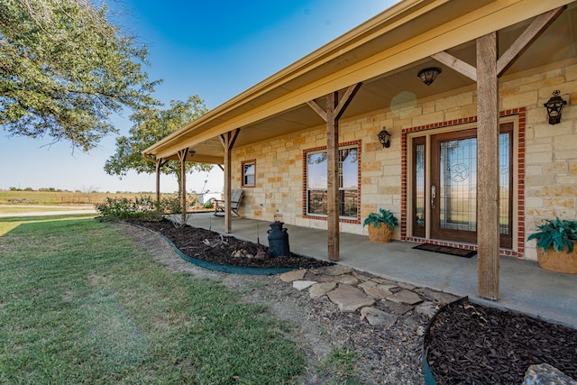 view of yard with a porch