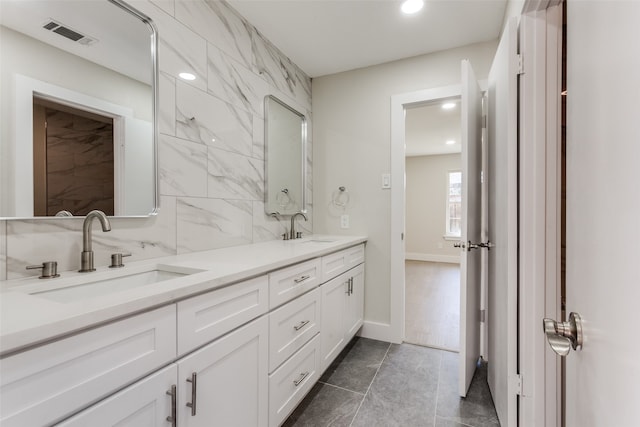 bathroom featuring vanity and tile patterned floors