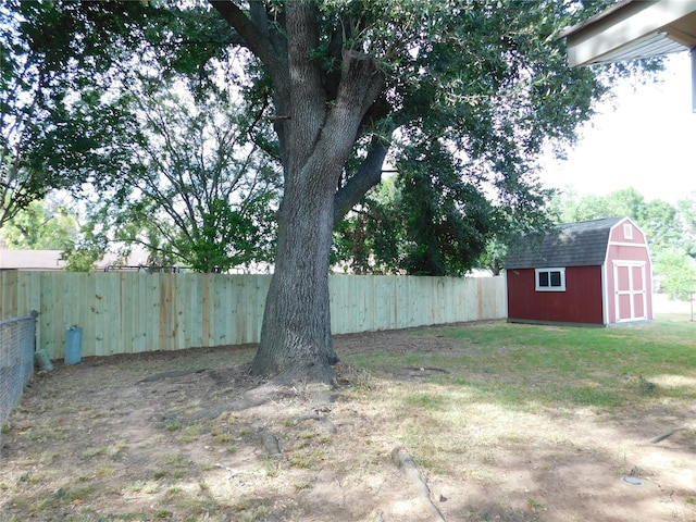 view of yard with a storage shed