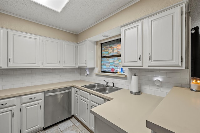 kitchen with white cabinetry, sink, and dishwasher