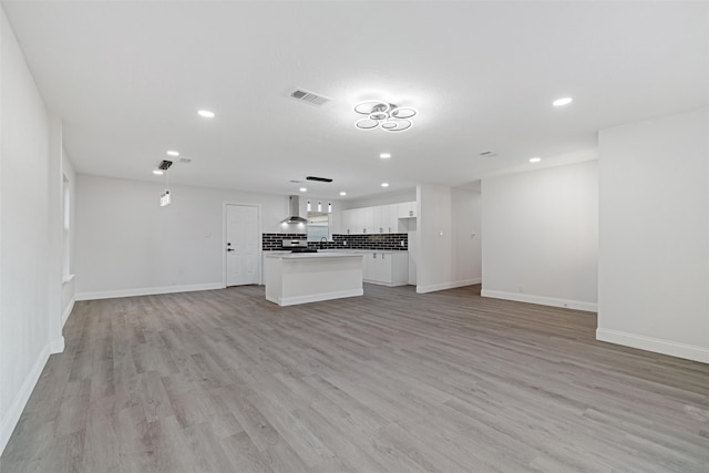 unfurnished living room with light hardwood / wood-style floors