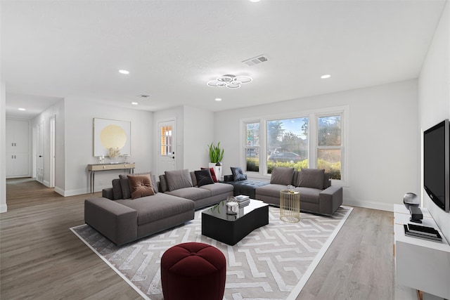 living room featuring light hardwood / wood-style flooring