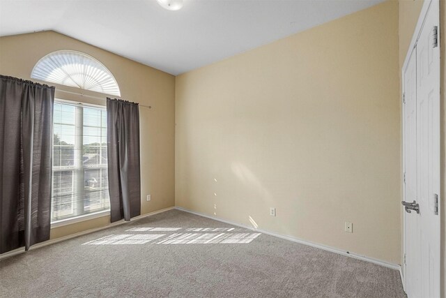 carpeted bedroom featuring ceiling fan and lofted ceiling