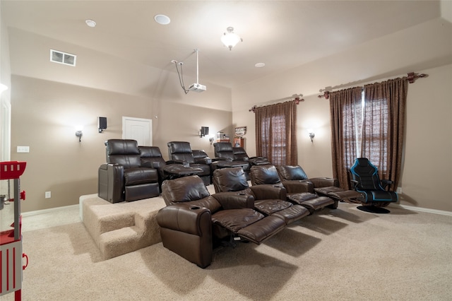 cinema room with carpet floors