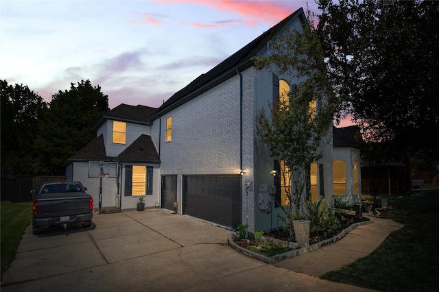 view of front of home with a garage