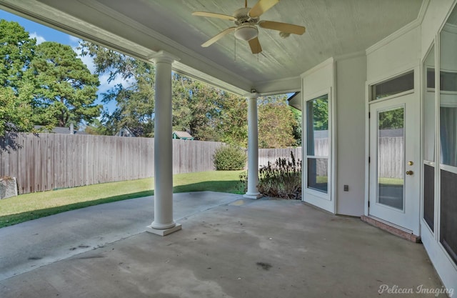 view of patio / terrace with ceiling fan