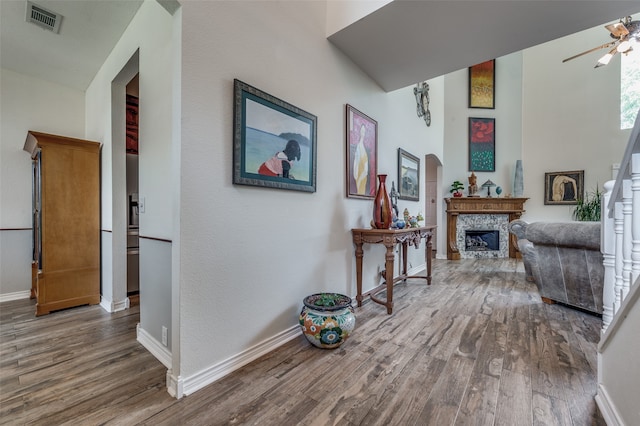 hall featuring dark hardwood / wood-style flooring