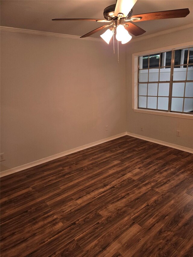 107 Malibu Dr, Shreveport, LA 71115 - spare room with ceiling fan, ornamental molding, baseboards, and dark wood-type flooring