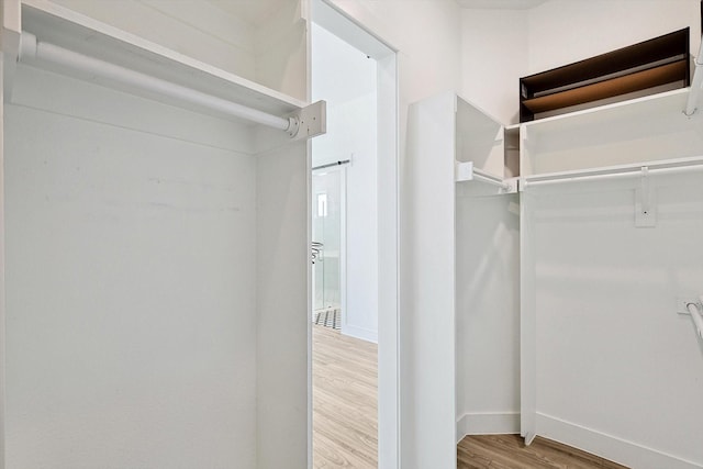 spacious closet with wood finished floors