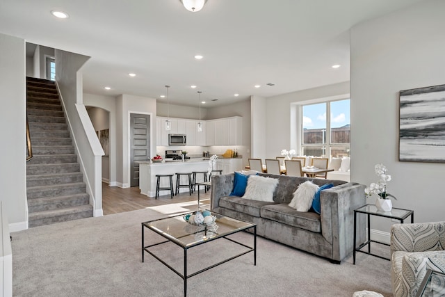 living room featuring light hardwood / wood-style flooring