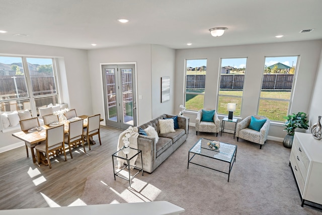 living room featuring light hardwood / wood-style flooring