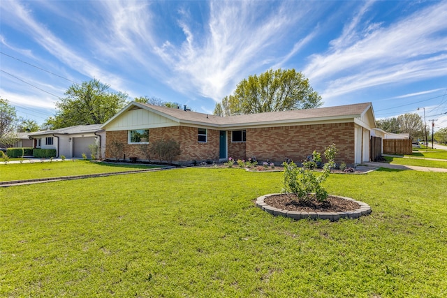 single story home featuring a front yard