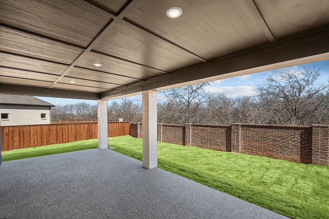 view of patio featuring a fenced backyard