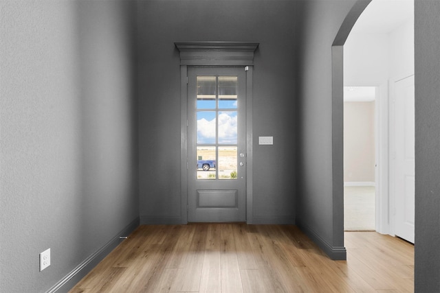 doorway featuring light hardwood / wood-style floors