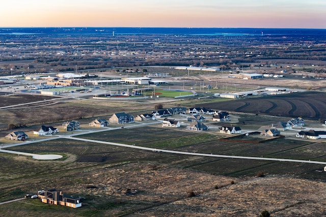 view of aerial view at dusk