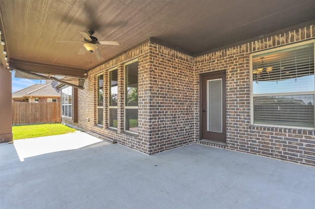 view of patio with ceiling fan