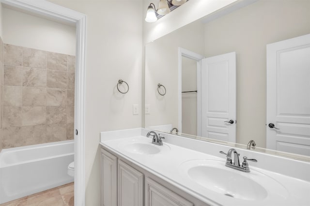 full bathroom with vanity, toilet, and shower / bath combination