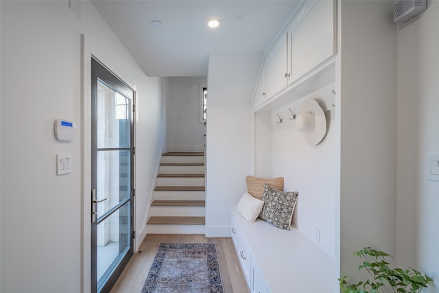 mudroom with light wood-type flooring