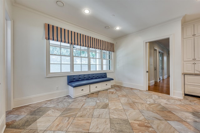 3025 Westminster Ave, University Park, TX 75205 - interior space featuring recessed lighting, stone finish floor, baseboards, and ornamental molding