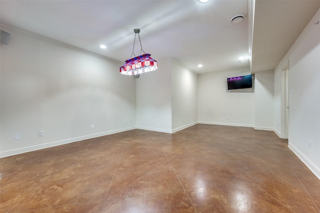 3025 Westminster Ave, University Park, TX 75205 - unfurnished room featuring concrete floors, ornamental molding, baseboards, and recessed lighting