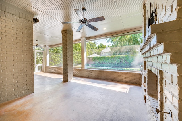 view of patio featuring ceiling fan