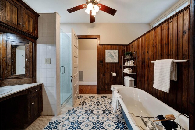 unfurnished room with french doors, ceiling fan, and hardwood / wood-style floors