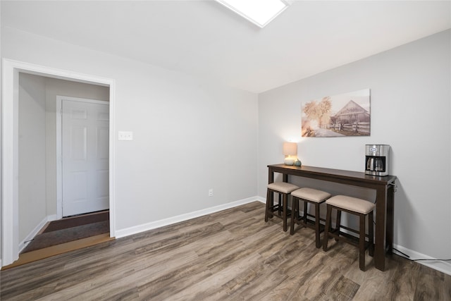 interior space with dark wood-type flooring