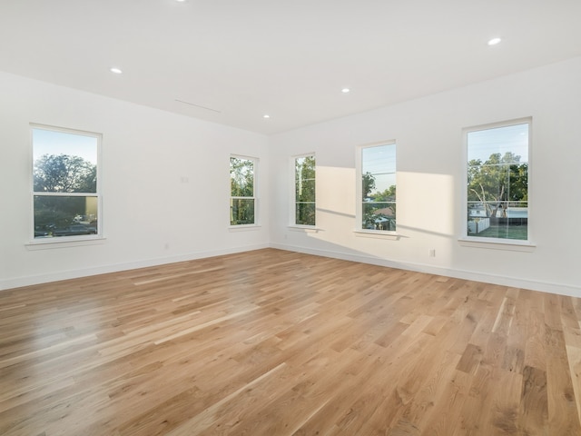 spare room with light hardwood / wood-style floors and a healthy amount of sunlight