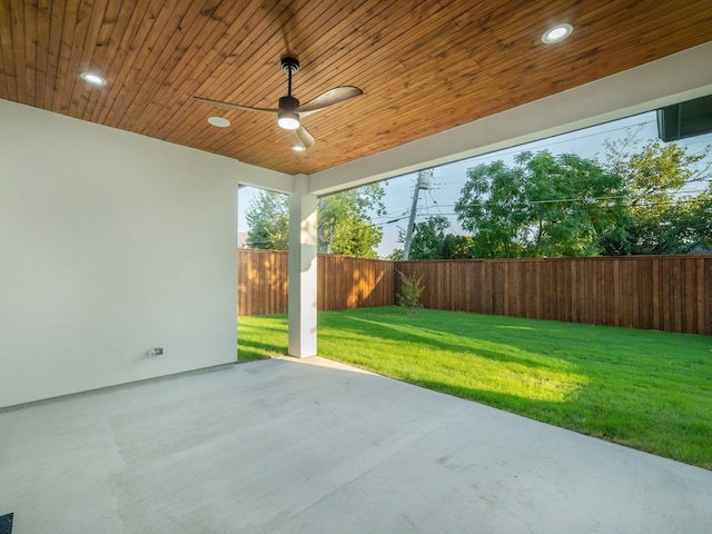 view of patio with ceiling fan