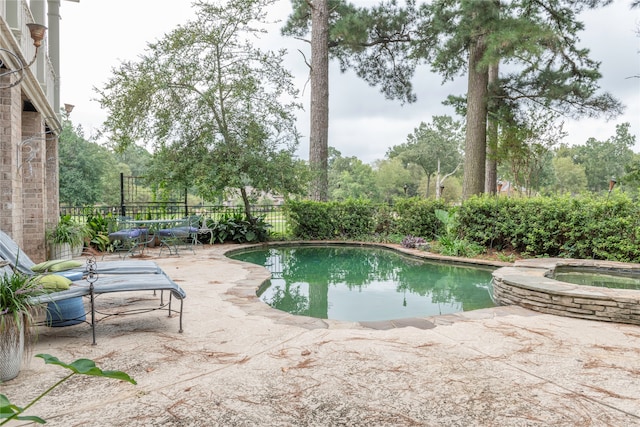 view of swimming pool with an in ground hot tub and a patio area