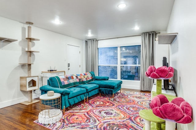 living room with wood-type flooring