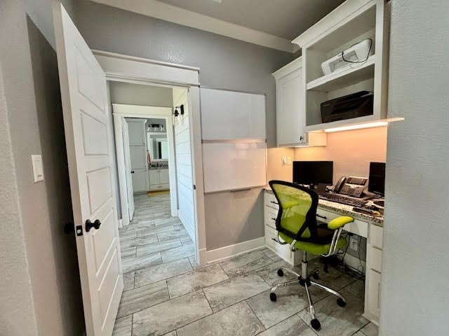 home office with built in desk