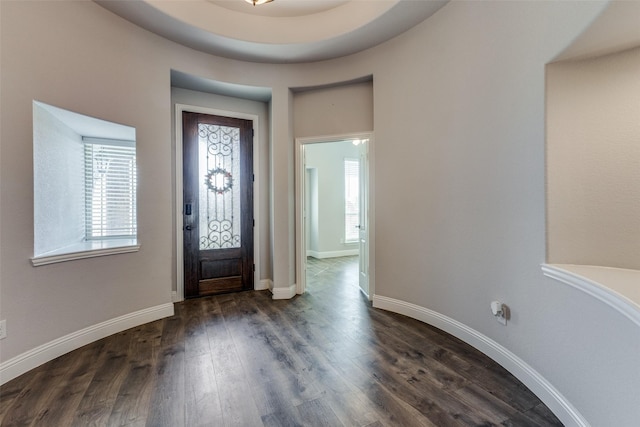 entryway with dark hardwood / wood-style floors