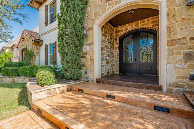 property entrance with french doors