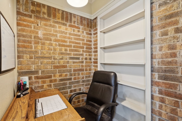 office with brick wall