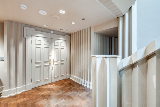 foyer entrance with parquet floors