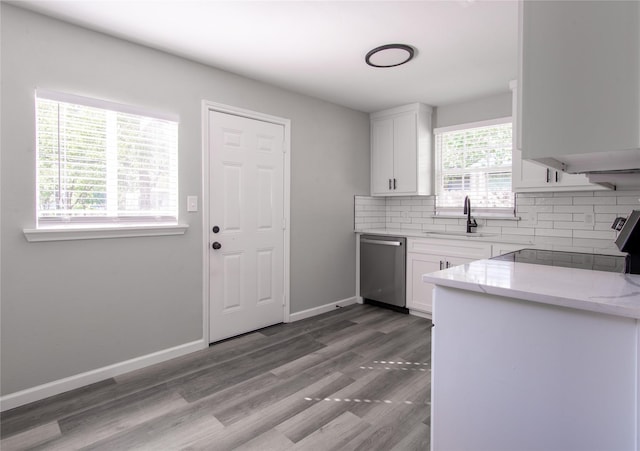 kitchen featuring sink, white cabinetry, backsplash, and stainless steel appliances