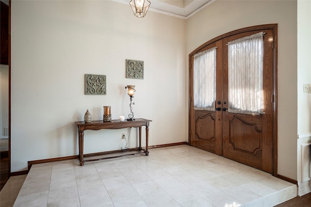 foyer featuring french doors