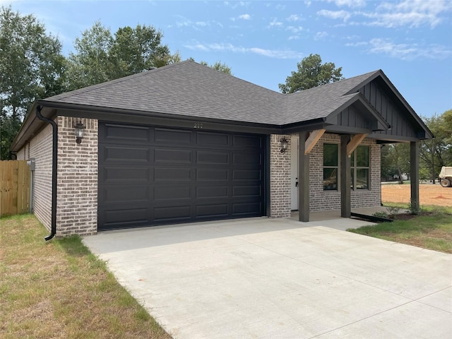 single story home with a garage