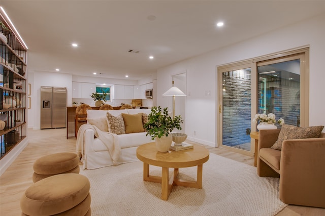 living room with light wood-type flooring