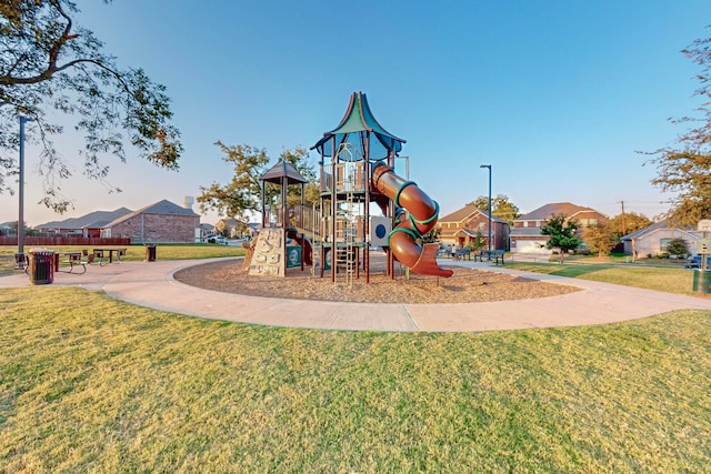 view of playground featuring a yard