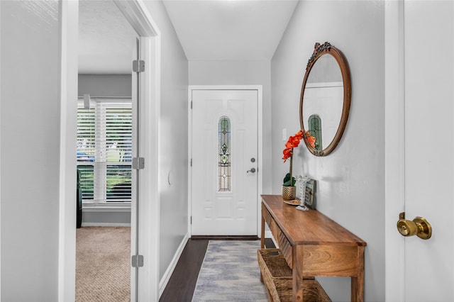 entryway with dark hardwood / wood-style floors