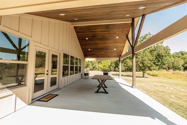 view of patio featuring french doors and grilling area