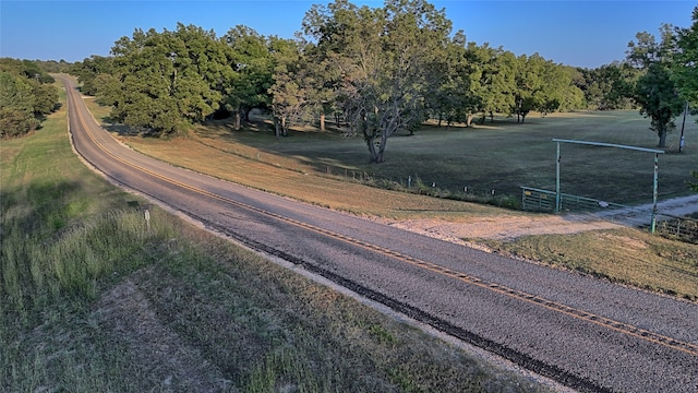 view of road with a rural view