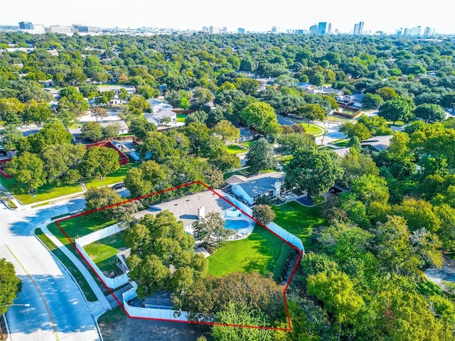 aerial view featuring a city view