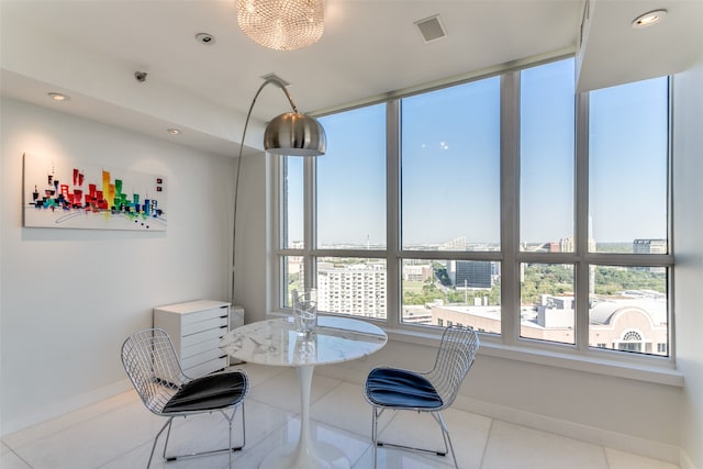 dining room with light tile patterned floors